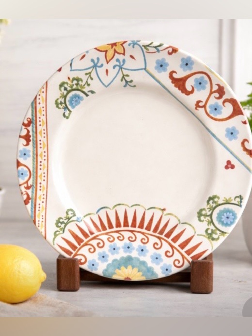 Threshold Haylee Dinner Plate 11" Vintage Floral Medallion Boho Colorful